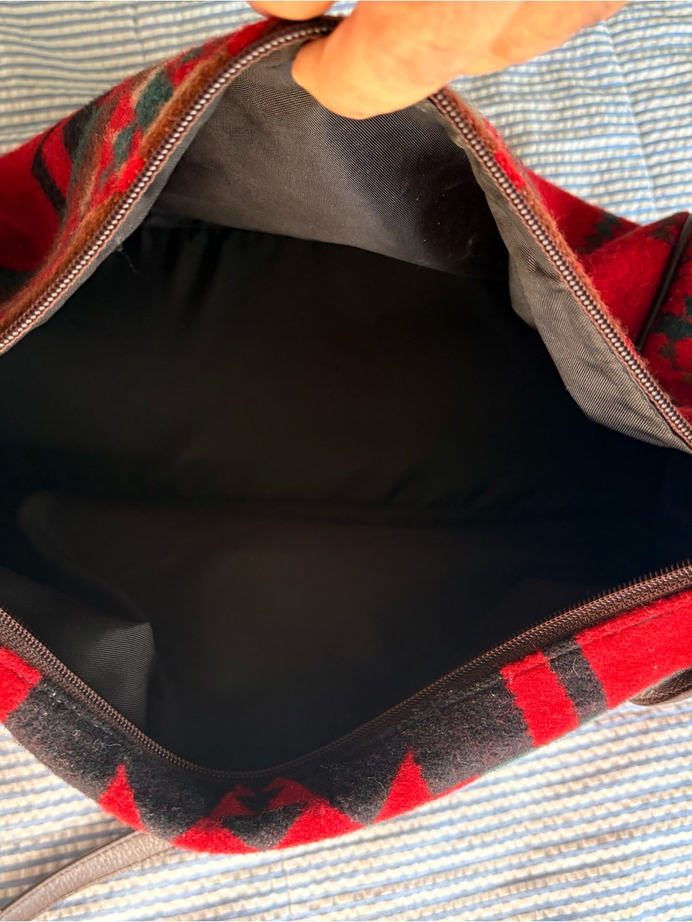 Pendleton Wool Shoulder Bag Southwestern Red Leather Trim Crossbody - Picture 6 of 10
